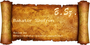 Bakator Szofron névjegykártya